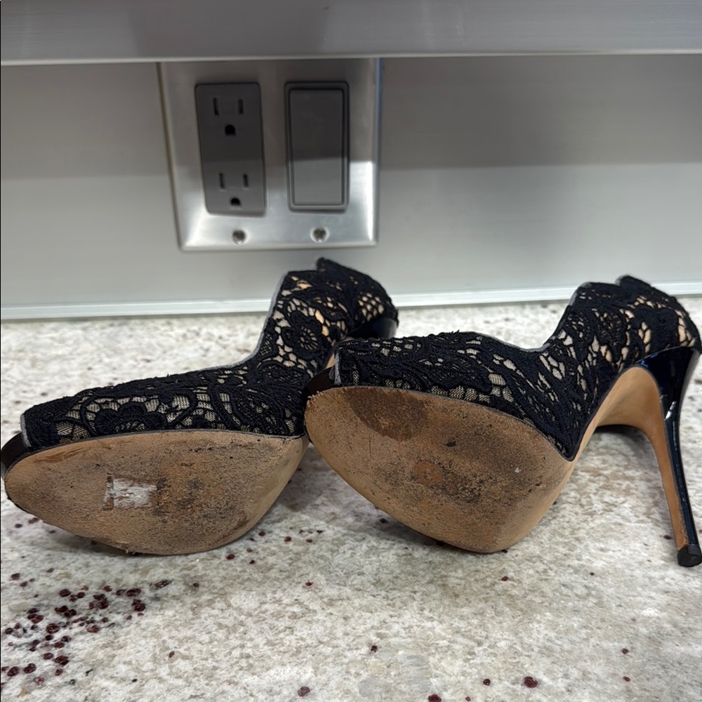 Jimmy Choo Black Stiletto Lace Heels